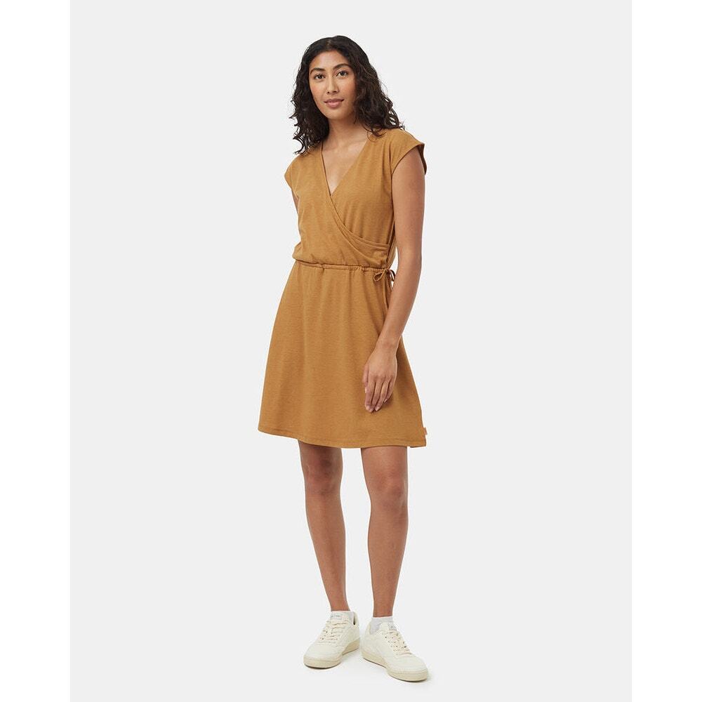 TenTree Wrap Front Dress TreeBlend Golden Brown Knee Length Women's S Casual